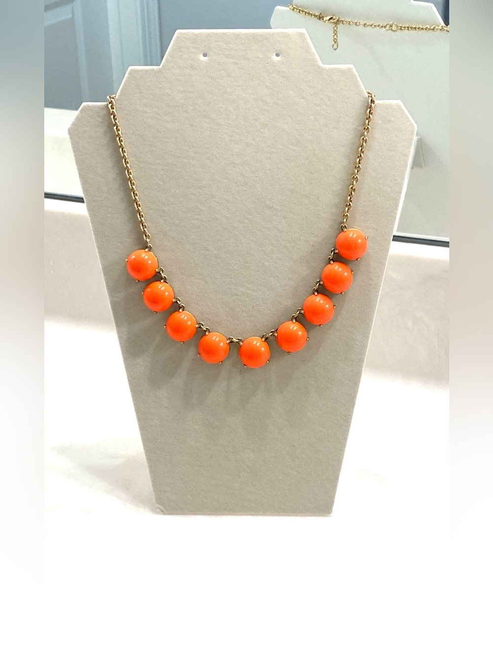 J. Crew Bold Orange Bead Necklace on Gold Chain